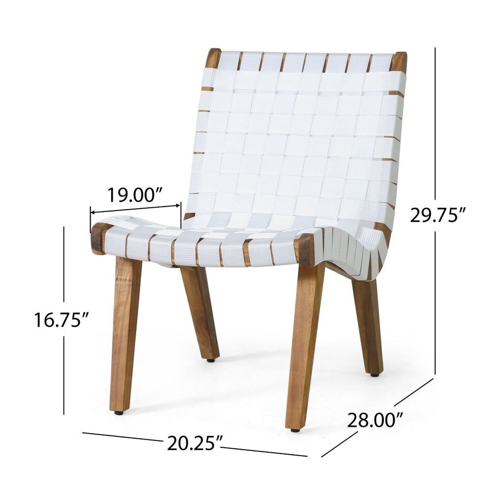 English Elm Outdoor Acacia Hardwood 3 Piece Patio Set with Woven Rope Strap Lounge Chairs 70913.00WHI