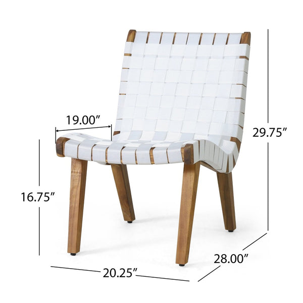English Elm Outdoor Acacia Hardwood 3 Piece Patio Set with Woven Rope Strap Lounge Chairs 70913.00WHI
