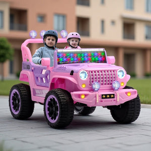 English Elm 24v Two Seat Kids Ride on Car with 4wd Motor Remote Control and Led Lights Pink W509P378207