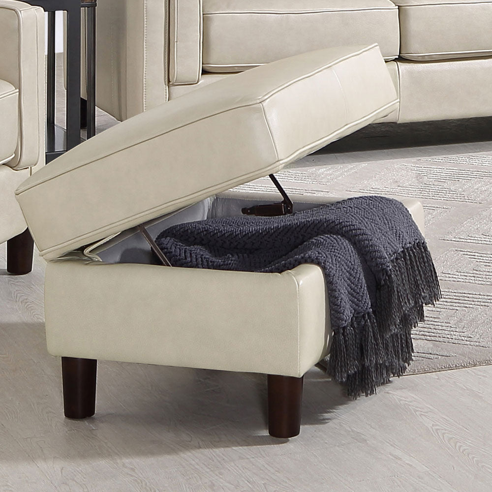 English Elm Bella Leather Storage Ottoman with Top-Grain Leather, Pocket Coil Comfort, Durable Kiln-Dried Frame Ivory B2705P326706