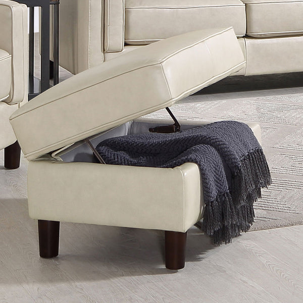 English Elm Bella Leather Storage Ottoman with Top-Grain Leather, Pocket Coil Comfort, Durable Kiln-Dried Frame Ivory B2705P326706