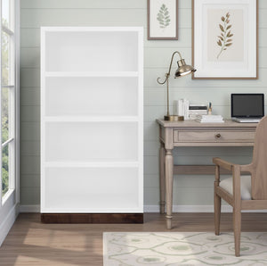 English Elm Nora Modular 60" High Bookshelf – Fully Assembled Two-Tone Alder & Poplar Shelving for Stylish Storage White B108P345202