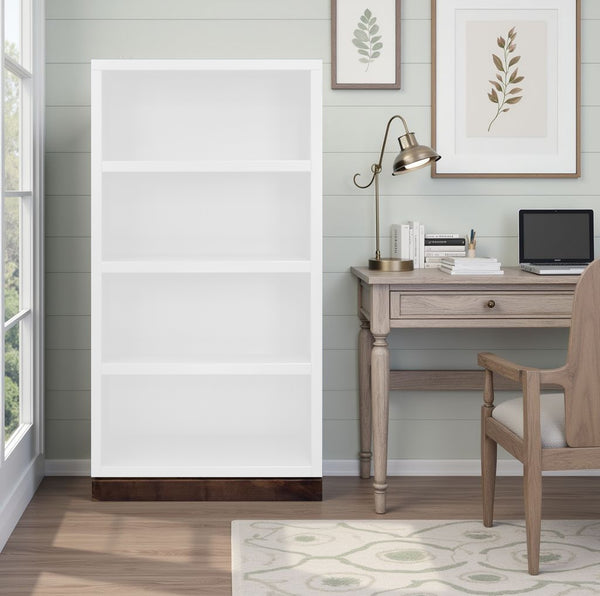 English Elm Nora Modular 60" High Bookshelf – Fully Assembled Two-Tone Alder & Poplar Shelving for Stylish Storage White B108P345202