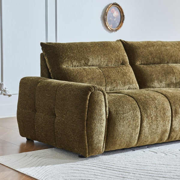 English Elm Premium Chenille High-back Sofa Solid Hardwood Frame Ergonomic Seat for Spacious Living Green W1765S00139