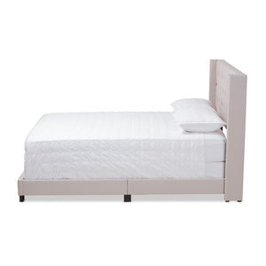 Baxton Studio Baxton Studio Brady King Bed – Modern Beige Upholstered Design with Winged Headboard & Tufting Brady-Beige-King