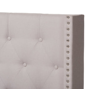 Baxton Studio Baxton Studio Brady King Bed – Modern Beige Upholstered Design with Winged Headboard & Tufting Brady-Beige-King