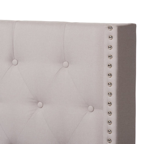 Baxton Studio Baxton Studio Brady King Bed – Modern Beige Upholstered Design with Winged Headboard & Tufting Brady-Beige-King