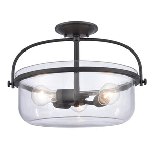 Wentworth 17'' Wide 3-Light Semi Flush Mount - Matte Black 89443/3 Elk Lighting