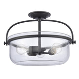 Wentworth 17'' Wide 3-Light Semi Flush Mount - Matte Black 89443/3 Elk Lighting