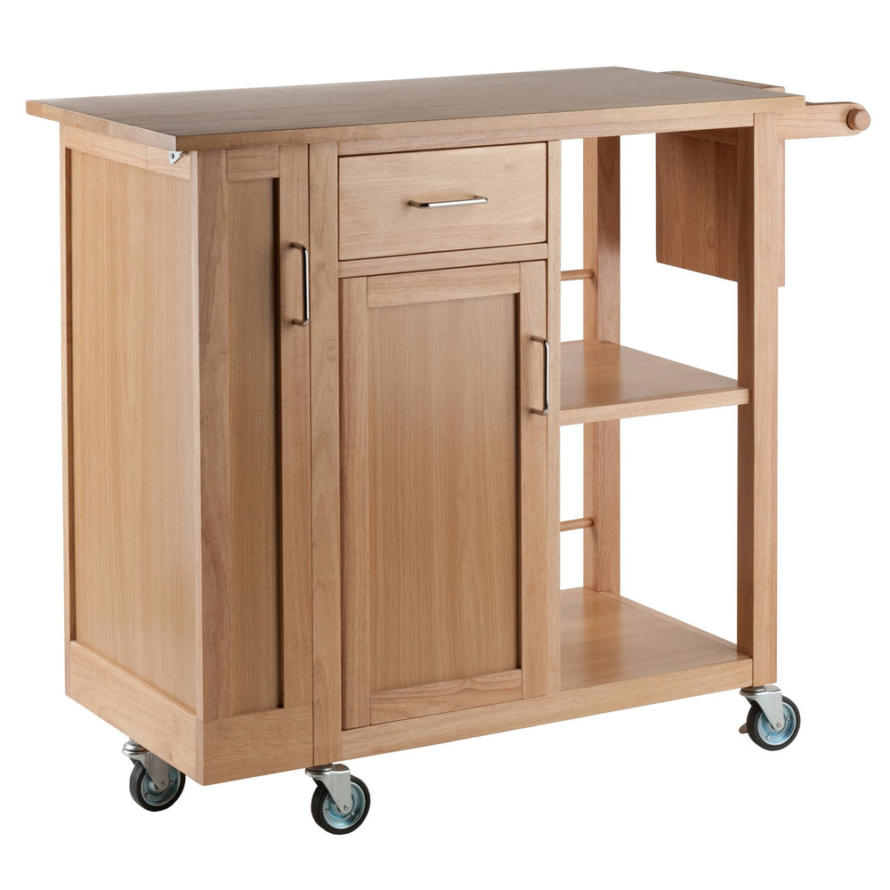Winsome Wood Douglas Kitchen Utility Cart - Versatile Storage With Knife Holder, Open Shelves & Mobility Wheels Natural Solid ,Composite Wood 89443-winsome-wood