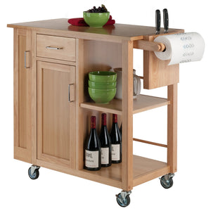 Winsome Wood Douglas Kitchen Utility Cart - Versatile Storage With Knife Holder, Open Shelves & Mobility Wheels Natural Solid ,Composite Wood 89443-winsome-wood