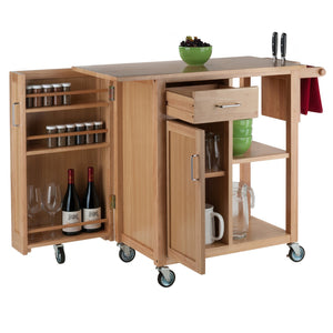 Winsome Wood Douglas Kitchen Utility Cart - Versatile Storage With Knife Holder, Open Shelves & Mobility Wheels Natural Solid ,Composite Wood 89443-winsome-wood