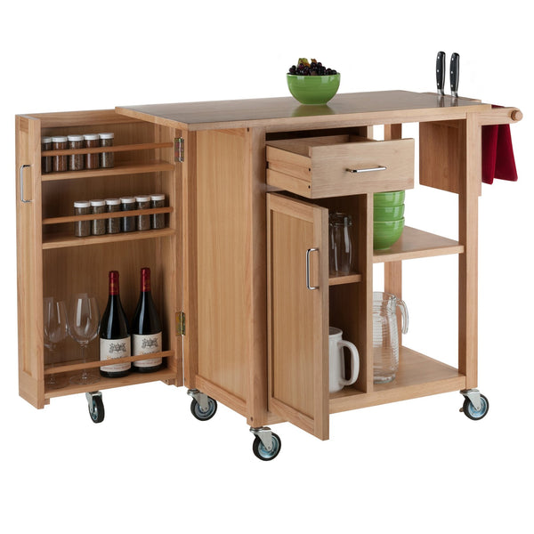Winsome Wood Douglas Kitchen Utility Cart - Versatile Storage With Knife Holder, Open Shelves & Mobility Wheels Natural Solid ,Composite Wood 89443-winsome-wood