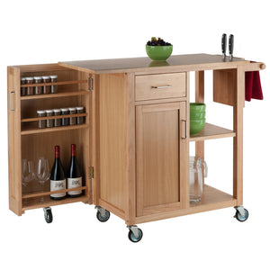 Winsome Wood Douglas Kitchen Utility Cart - Versatile Storage With Knife Holder, Open Shelves & Mobility Wheels Natural Solid ,Composite Wood 89443-winsome-wood