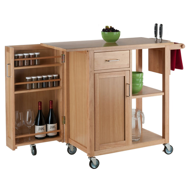 Winsome Wood Douglas Kitchen Utility Cart - Versatile Storage With Knife Holder, Open Shelves & Mobility Wheels Natural Solid ,Composite Wood 89443-winsome-wood