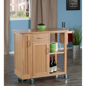 Winsome Wood Douglas Kitchen Utility Cart - Versatile Storage With Knife Holder, Open Shelves & Mobility Wheels Natural Solid ,Composite Wood 89443-winsome-wood