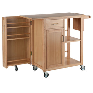 Winsome Wood Douglas Kitchen Utility Cart - Versatile Storage With Knife Holder, Open Shelves & Mobility Wheels Natural Solid ,Composite Wood 89443-winsome-wood