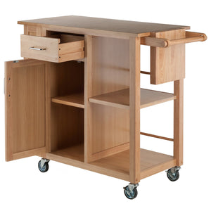 Winsome Wood Douglas Kitchen Utility Cart - Versatile Storage With Knife Holder, Open Shelves & Mobility Wheels Natural Solid ,Composite Wood 89443-winsome-wood