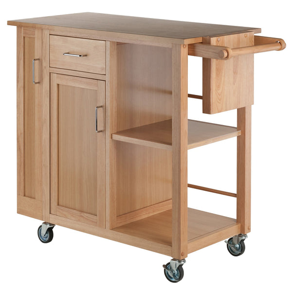 Winsome Wood Douglas Kitchen Utility Cart - Versatile Storage With Knife Holder, Open Shelves & Mobility Wheels Natural Solid ,Composite Wood 89443-winsome-wood