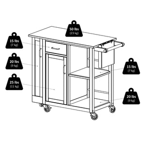Winsome Wood Douglas Kitchen Utility Cart - Versatile Storage With Knife Holder, Open Shelves & Mobility Wheels Natural Solid ,Composite Wood 89443-winsome-wood