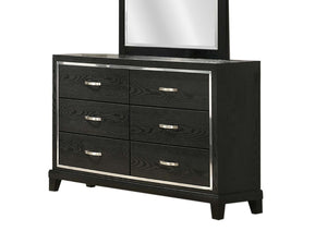 English Elm Contemporary Six Drawer Dresser Matte Black Finish Chrome Handles Tapered Legs Bedroom B011P447448