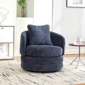 English Elm 30"w Swivel Barrel Accent Chair Chenille Upholstered Club Seat for Living Room Reading Navy W3118P462482