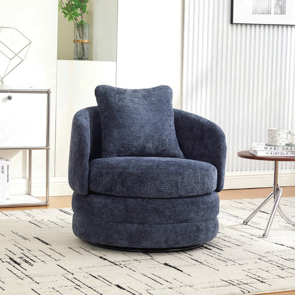 English Elm 30"w Swivel Barrel Accent Chair Chenille Upholstered Club Seat for Living Room Reading Navy W3118P462482