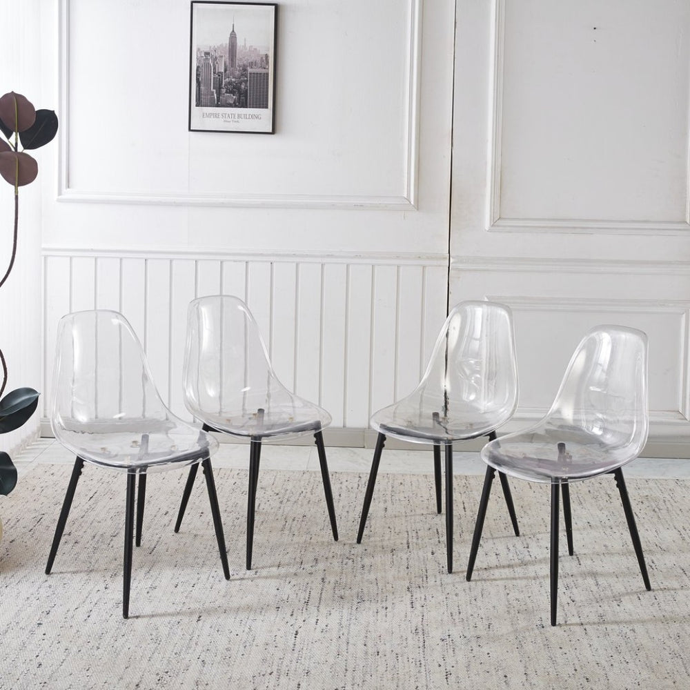 English Elm 1+4,5pieces Mid-century Dining Set Mdf Top Metal Base Seats Six Open Floor Space W3766S00003