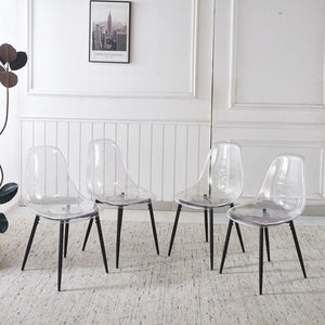 English Elm 1+4,5pieces Mid-century Dining Set Mdf Top Metal Base Seats Six Open Floor Space W3766S00003