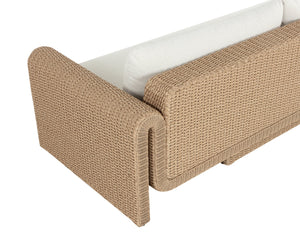 Sunpan Tibi Sofa - Curved Wicker Design With Comfortable Upholstery For Elegant Outdoor Living Spaces Cream Fabric 111861