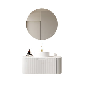 English Elm Dina 36" Wall-Mounted Bathroom Vanity With Round Sink, Stylish Curved Design And Ample Storage Space W2615S00157