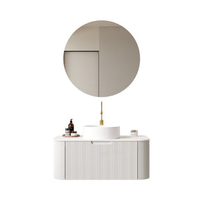 English Elm Dina Floating Bathroom Vanity Sintered Stone Top Glass Basin Striped Plywood Cabinet W2615S00430