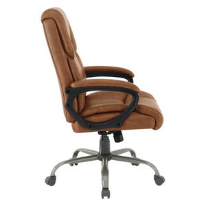 OSP Home Furnishings Execuative High Back Faux Leather Office Chair with Lumbar Support and Pneumatic Lift Mid-Back Saddle FL14571-U41
