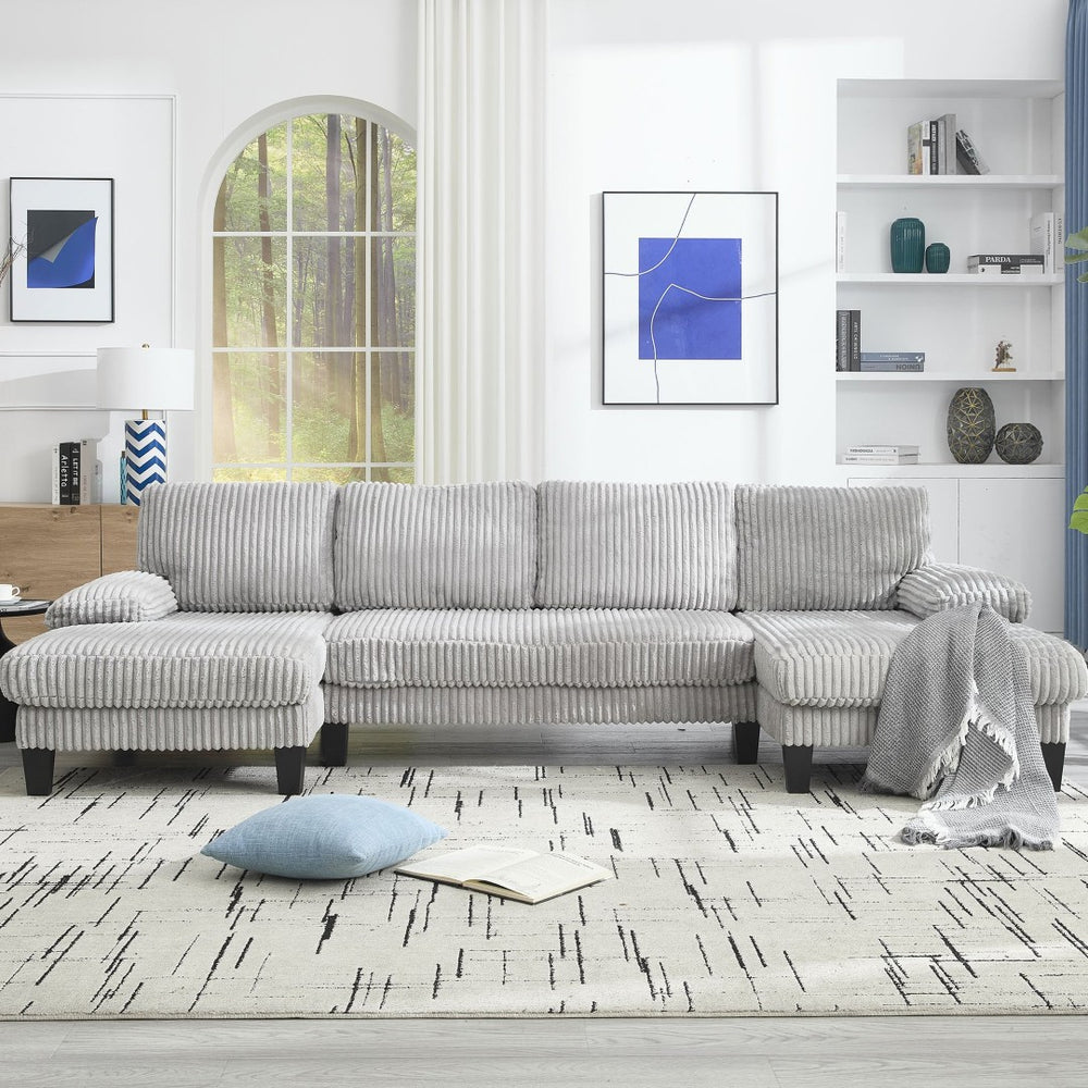 English Elm U-Shaped 4-Seat Sofa With Double Chaise – Luxurious Velvet, Modular Comfort For Your Living Room W2705S00015-GIGA