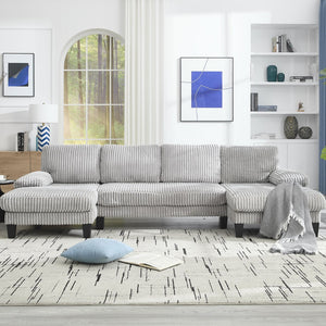 English Elm U-Shaped 4-Seat Sofa With Double Chaise – Luxurious Velvet, Modular Comfort For Your Living Room W2705S00015-GIGA