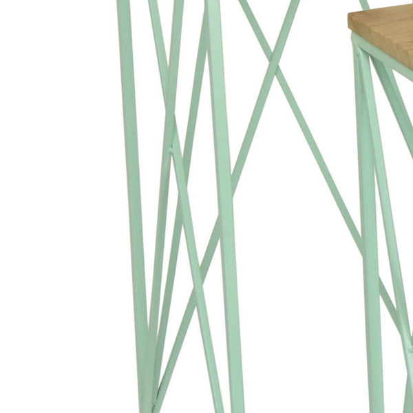 English Elm Mito Three Piece Nesting Plant Stand Set with X Cross Metal Base and Wood Tops Brown+Green B056P416914