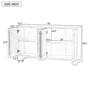 English Elm Trexm Ash Veneer Buffet with Gold Handles and Adjustable Shelves for Dining Spaces Taupe N715P392244N