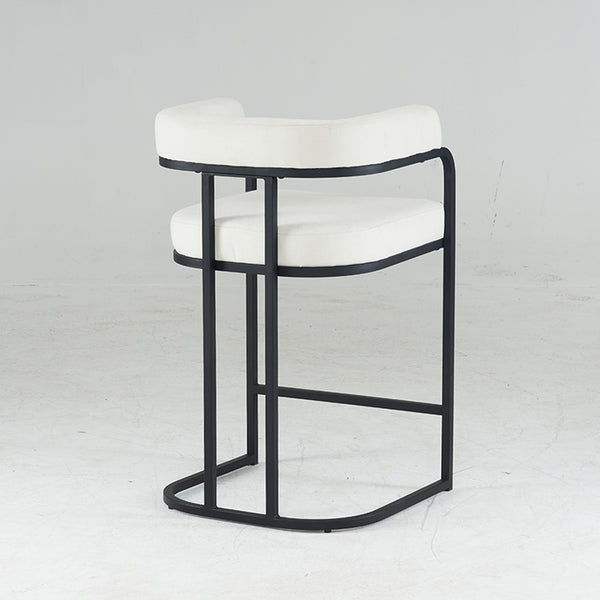 English Elm Modern Chenille Counter Stools Set of 2 — Upholstered Ergonomic Bar Chairs with Metal Frame & Armrests for Kitchen Island White W1901P264276