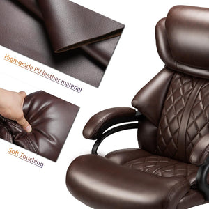 English Elm 500lbs Heavy Duty Executive Chair Wide Spring Seat Ergonomic High Back Home Office Brown W5201P418320