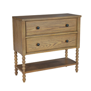 JLA Home Madison Park Signature - 2 Drawer Accent Chest with Solid Wood Frame, Turned Legs, Antique White Finish & Deep Storage Natural MPS130-0306
