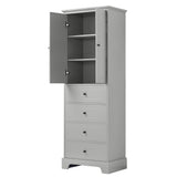 English Elm Storage Cabinet With 2 Doors and 4 Drawers For Bathroom, Office, Adjustable Shelf, Mdf Board With Painted Finish, Grey