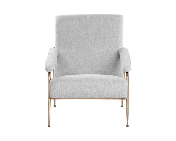 Sunpan TUTTI Lounge Chair - Elegant Mid-Century Design in San Remo Winter Cloud with Brass Frame Finish 108805