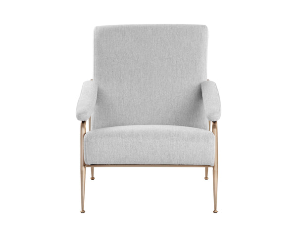 Sunpan Tutti Lounge Chair - Elegant Mid-Century Design with Clean Lines and Antique Brass Stainless Steel Frame San Remo Winter Cloud