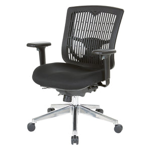 OSP Home Furnishings Contoured Plastic Back Manager Chair with Lumbar Support Foam Seat and Chrome Base 97898CBK-30