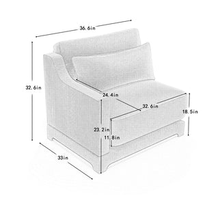 English Elm 30 Tufted Chenille Left Corner Sofa Modular Living Room Sectional with Lumbar Pillow W714P297558