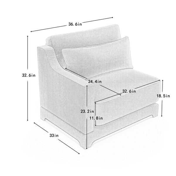 English Elm 30 Tufted Chenille Left Corner Sofa Modular Living Room Sectional with Lumbar Pillow W714P297558