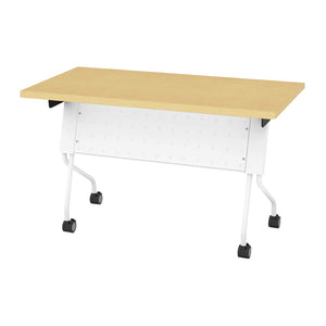OSP Home Furnishings 4' Flip Top Nesting Training Table with Locking Casters for Office and Classroom Use Maple 84224WP