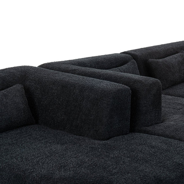 English Elm Upholstered Boucle Sofa with Lumbar Pillow Pocket Spring Seating for Living Room Black N719P250551B