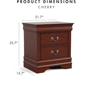 English Elm Light Gray Contemporary Nightstand Solid Rubberwood Dovetail Drawer Bedroom Storage Cherry B2741P433359