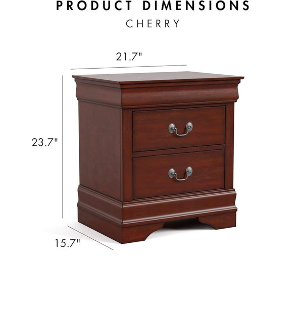 English Elm Light Gray Contemporary Nightstand Solid Rubberwood Dovetail Drawer Bedroom Storage Cherry B2741P433359